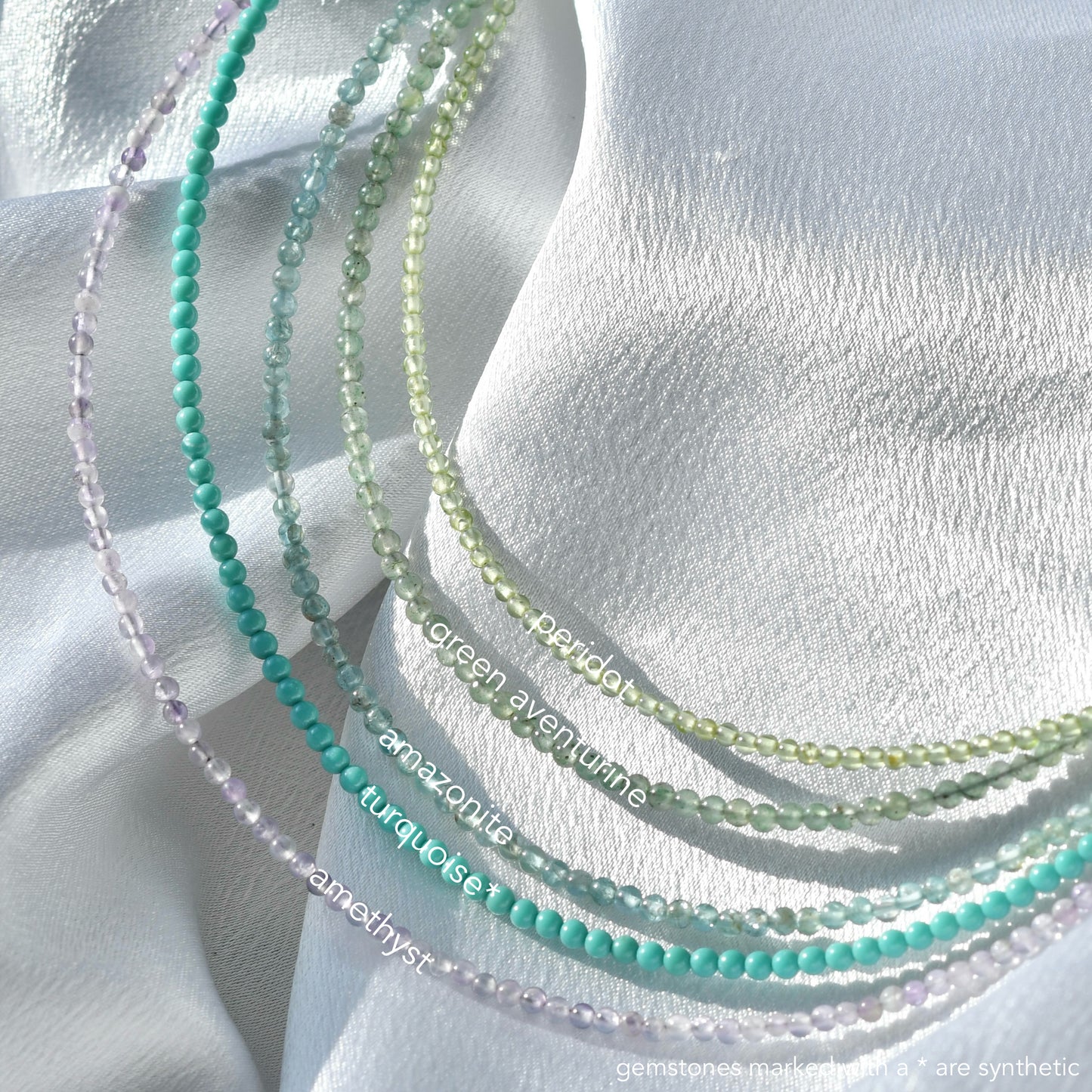 Tiny Gemstone Beaded Necklace