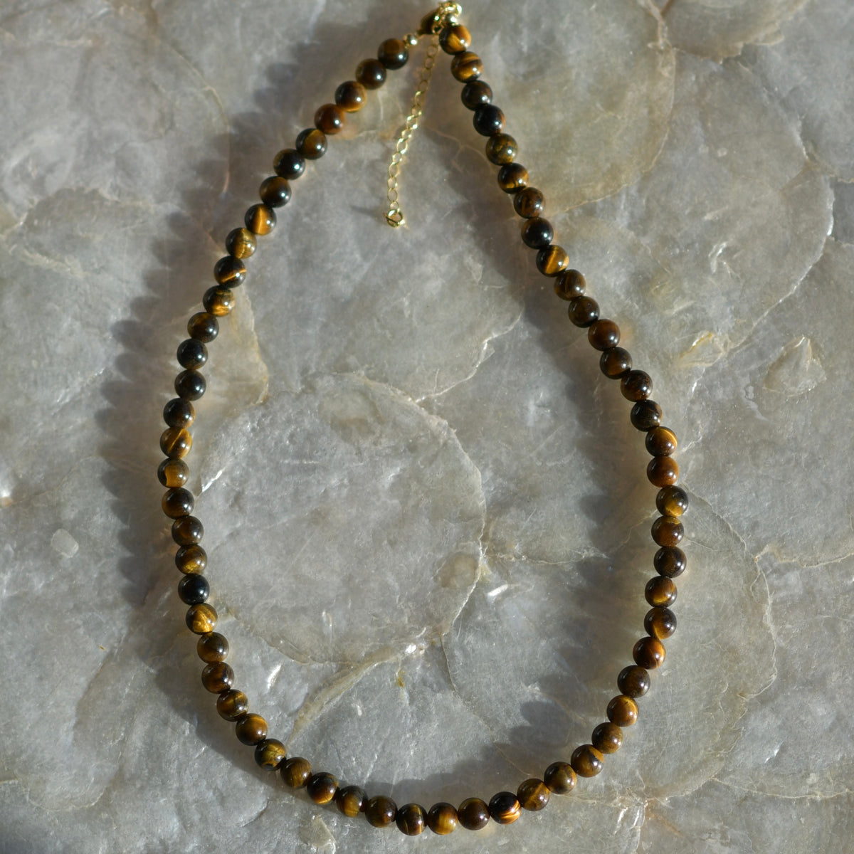 Tiger's Eye 6mm Gemstone Necklace, 16" 14k Gold-Filled