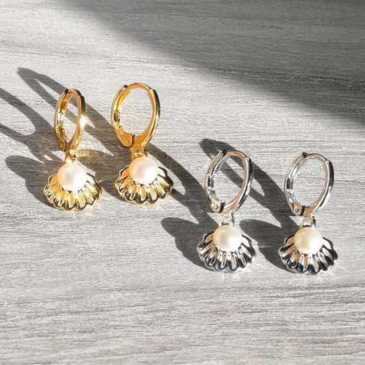 Seashell Pearl Earrings