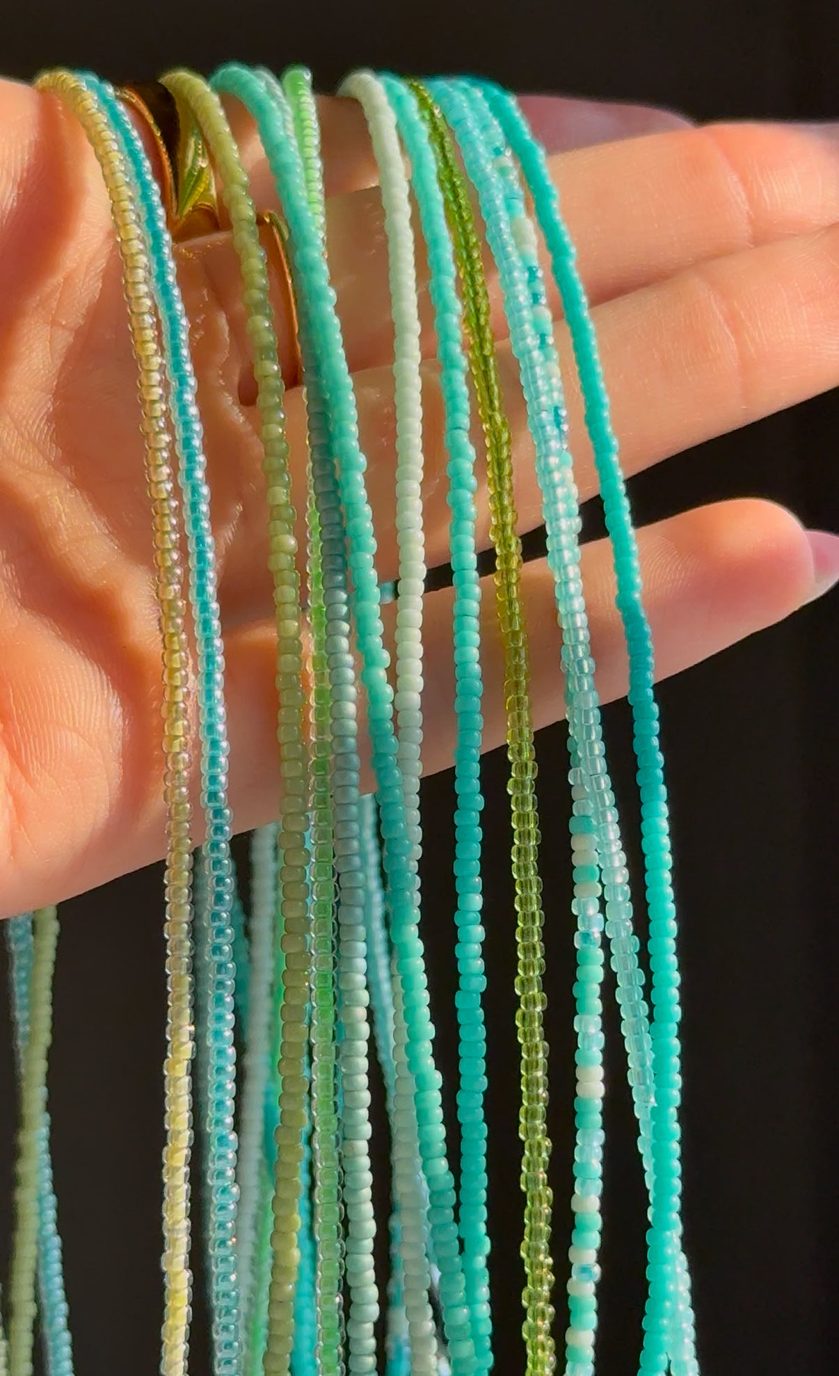 Turquoise & Green Tiny Seed Bead Necklace