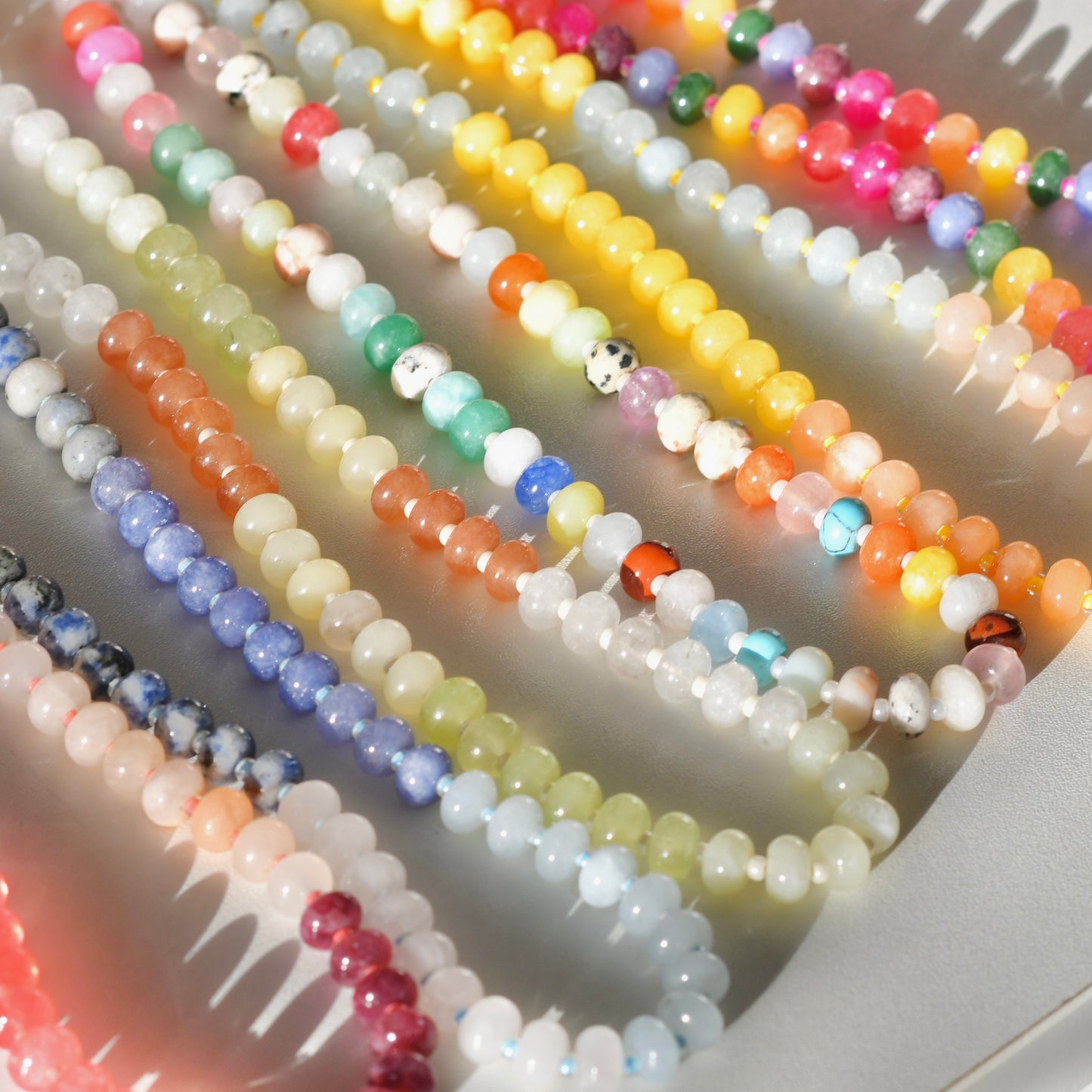 Chunky Mixed Rondelle Gemstone Beaded Necklace