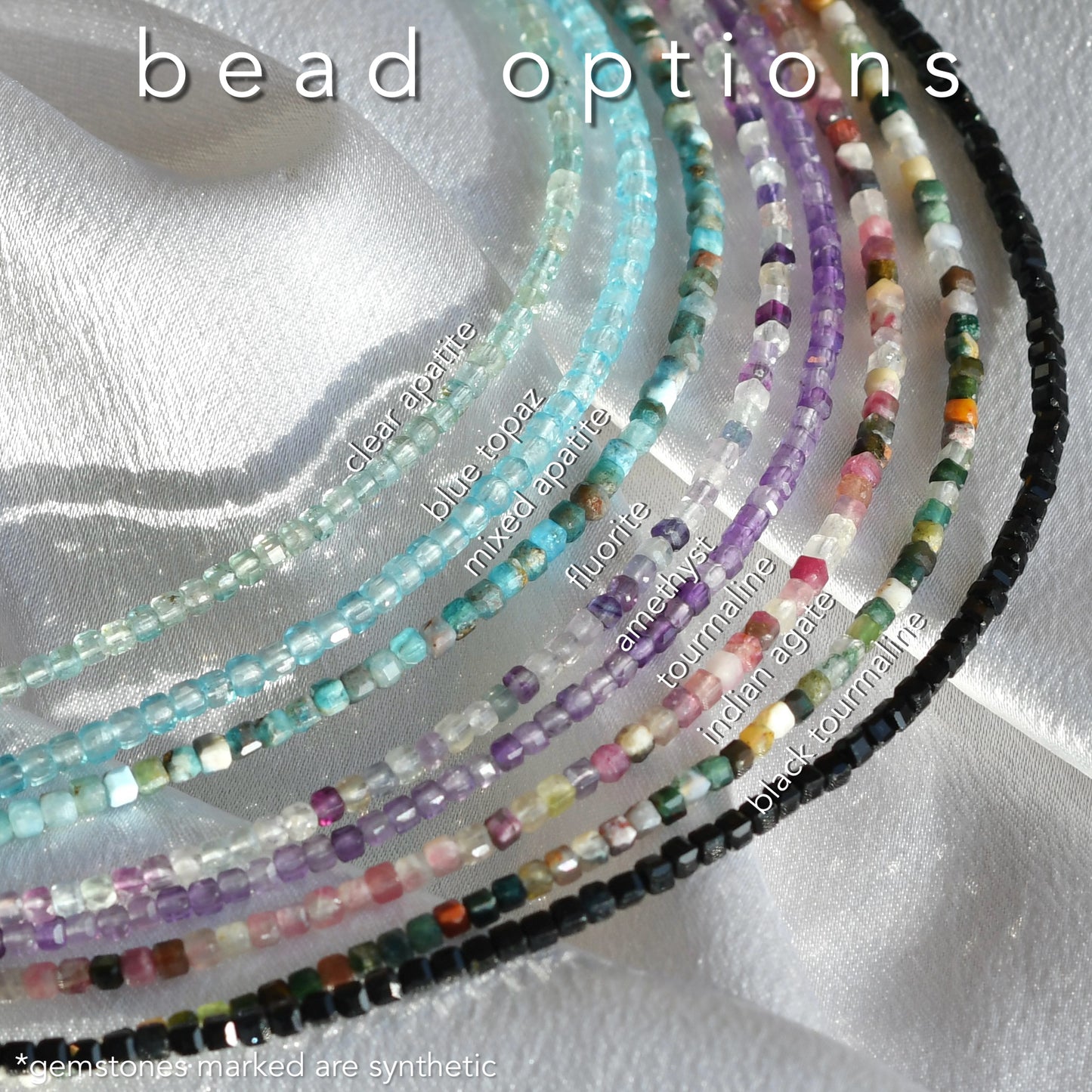 Tiny Cube Faceted Gemstone Necklace