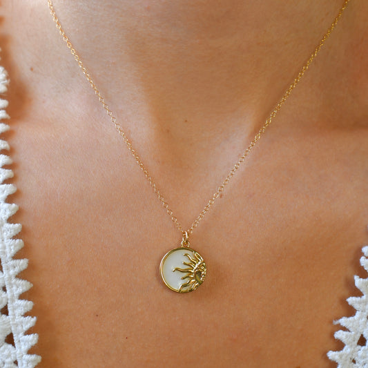 Pearl Sun Coin Necklace