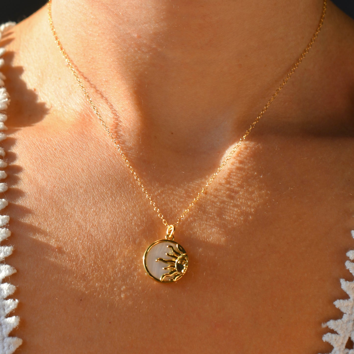 Pearl Sun Coin Necklace