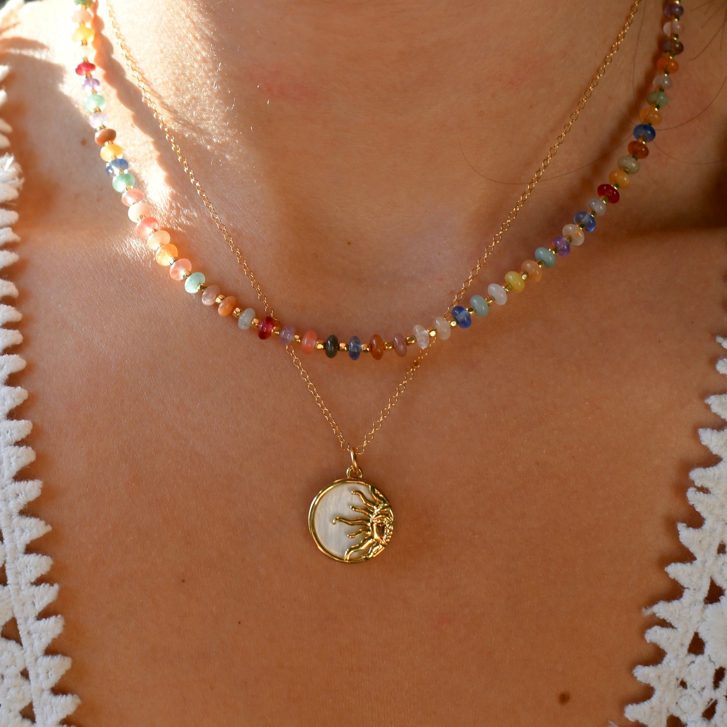 Pearl Sun Coin Necklace