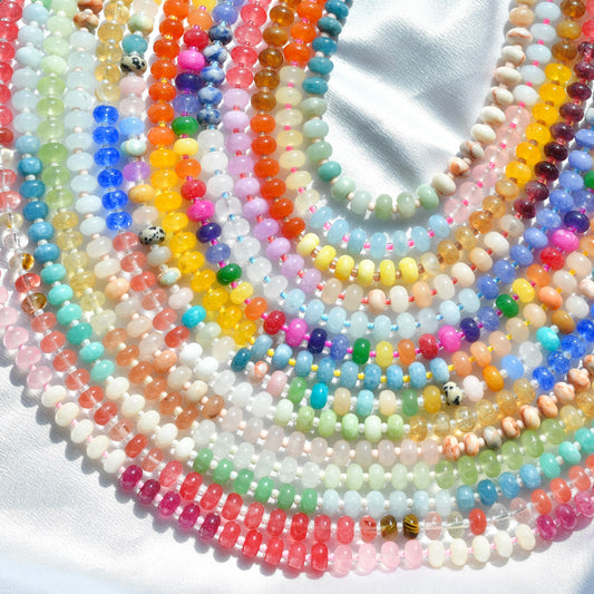 Chunky Mixed Rondelle Gemstone Beaded Necklace
