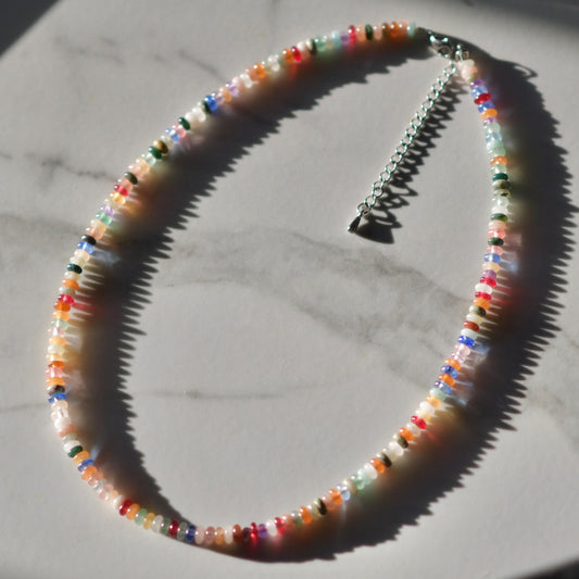 Mixed Rondelle Gemstone Beaded Necklace