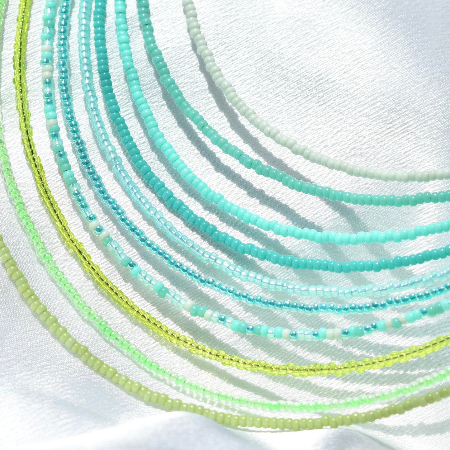 Turquoise & Green Tiny Seed Bead Necklace