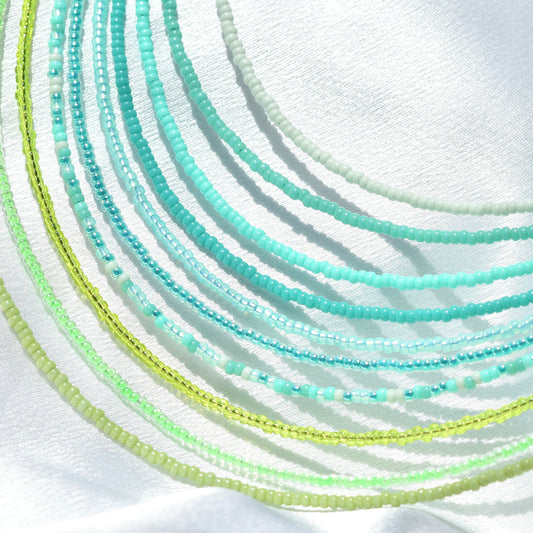 Turquoise & Green Tiny Seed Bead Necklace