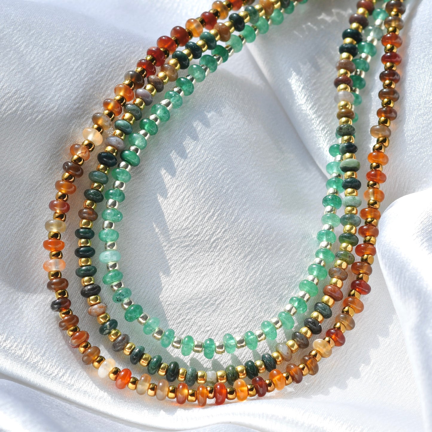 Rondelle Gemstone & Seed Bead Necklace