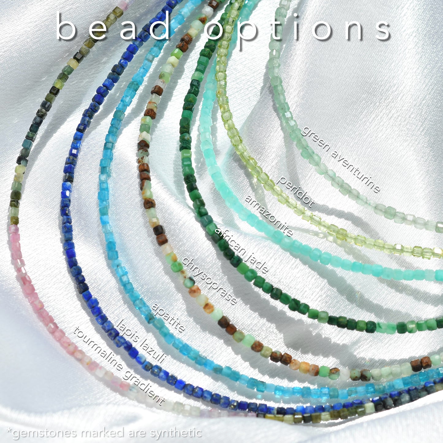Tiny Cube Faceted Gemstone Necklace