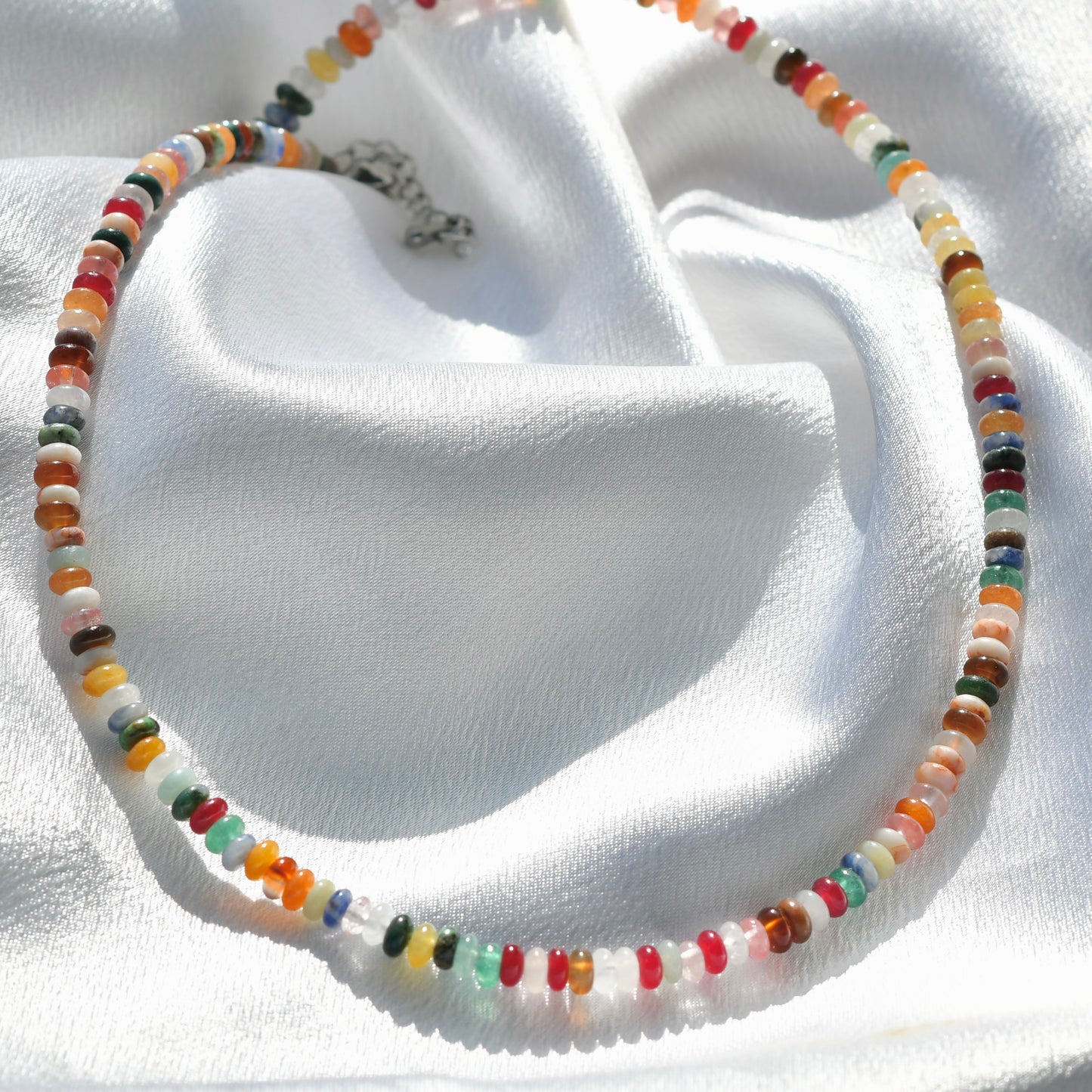 Muted Mixed Rondelle Gemstone Beaded Necklace