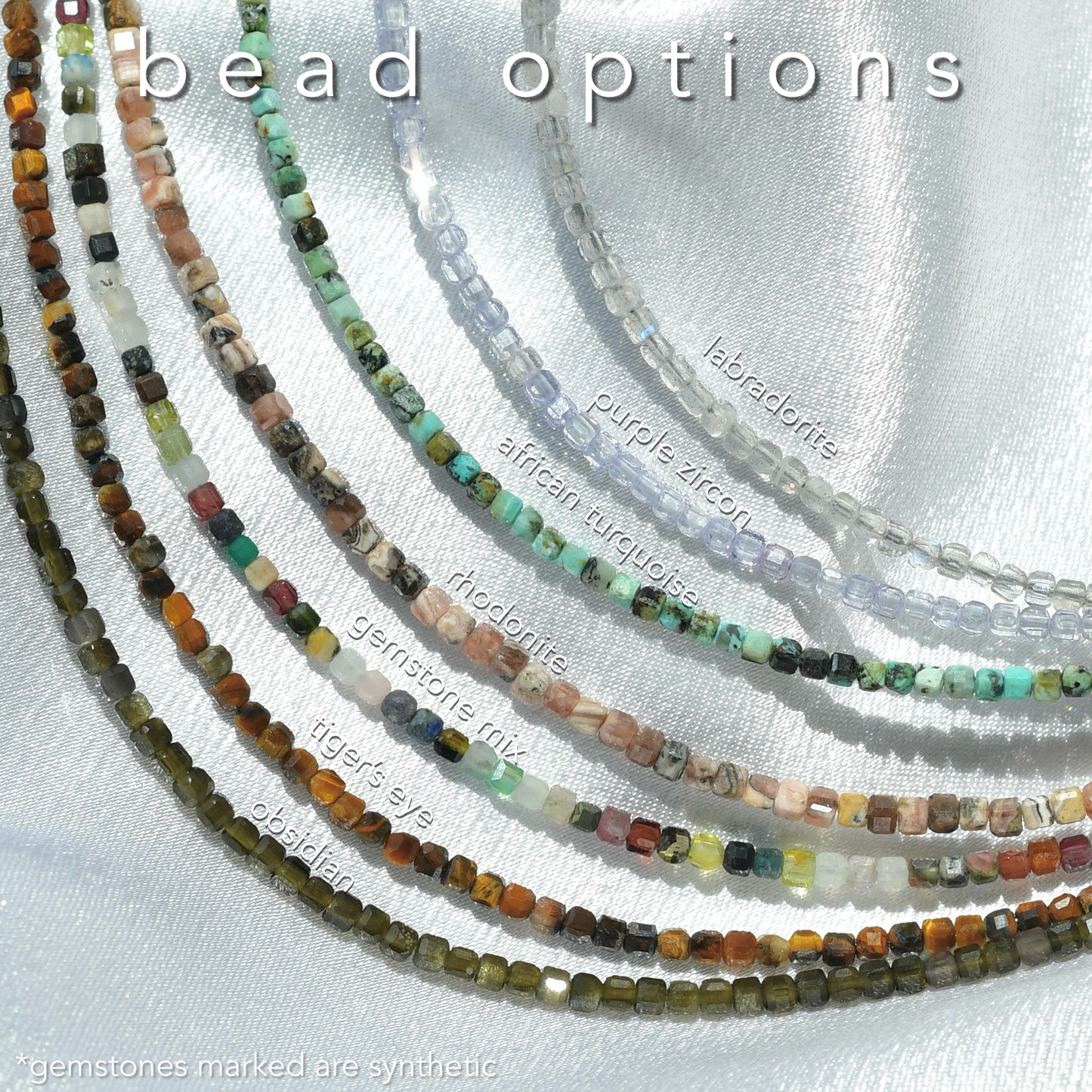 Tiny Cube Faceted Gemstone Necklace