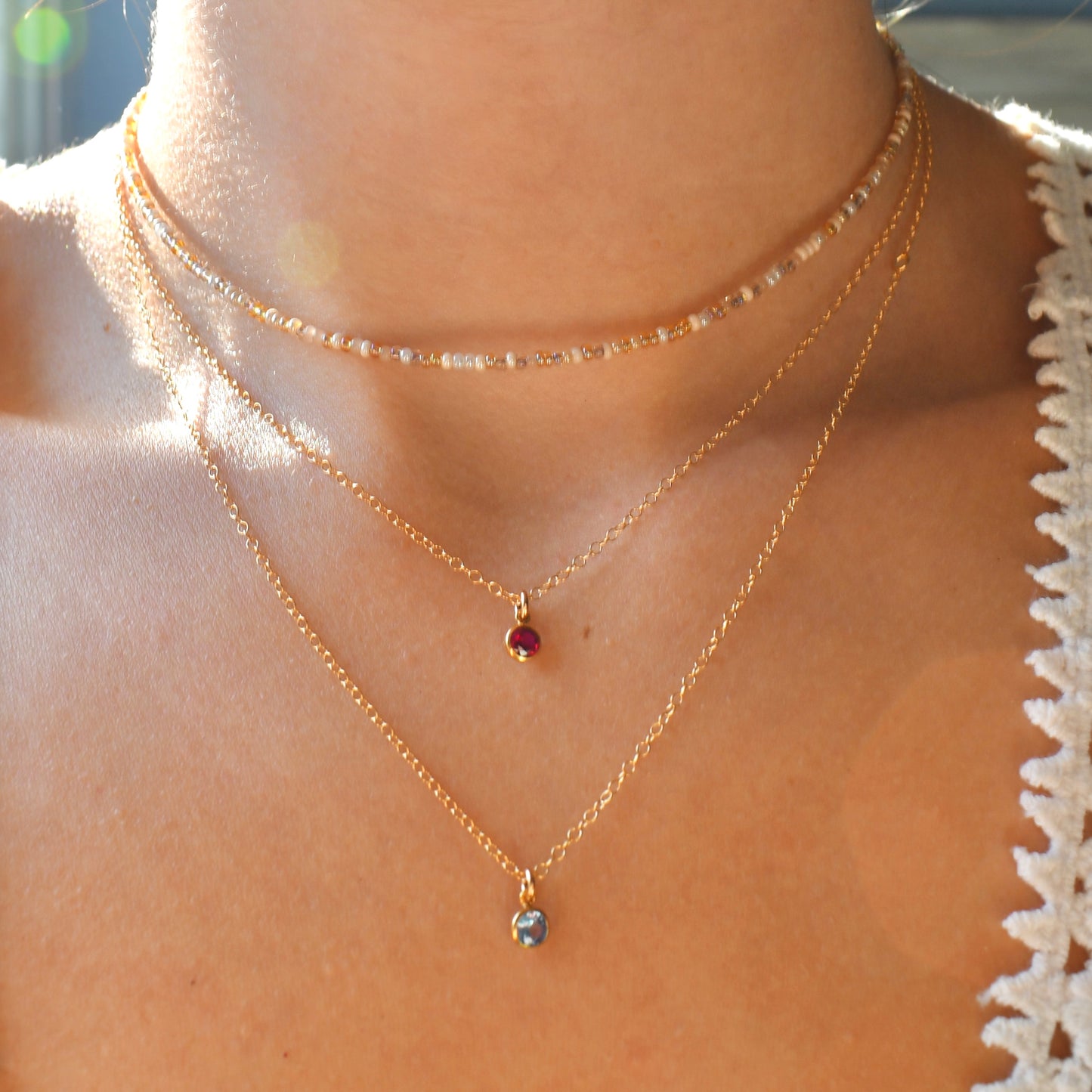 Round Birthstone Necklace