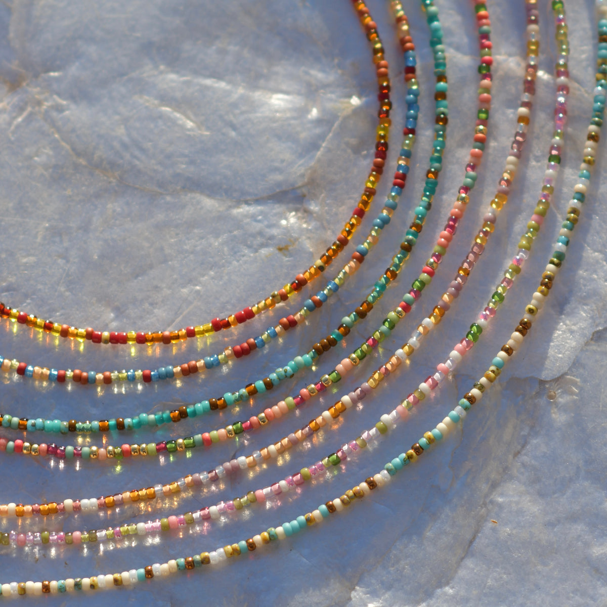 Strawberry Matcha Tiny Seed Bead Necklace