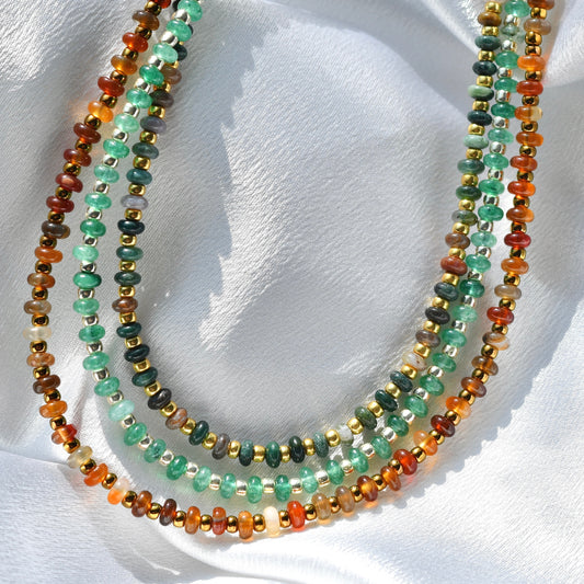 Rondelle Gemstone & Seed Bead Necklace