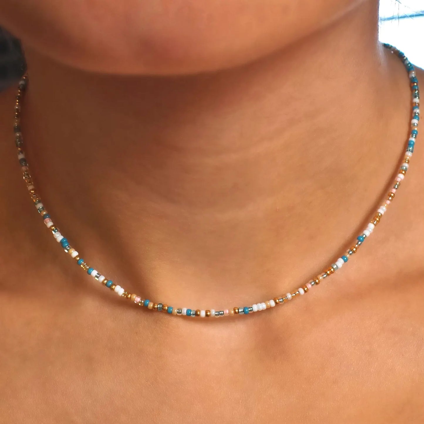 Ocean Coast Tiny Seed Bead Necklace