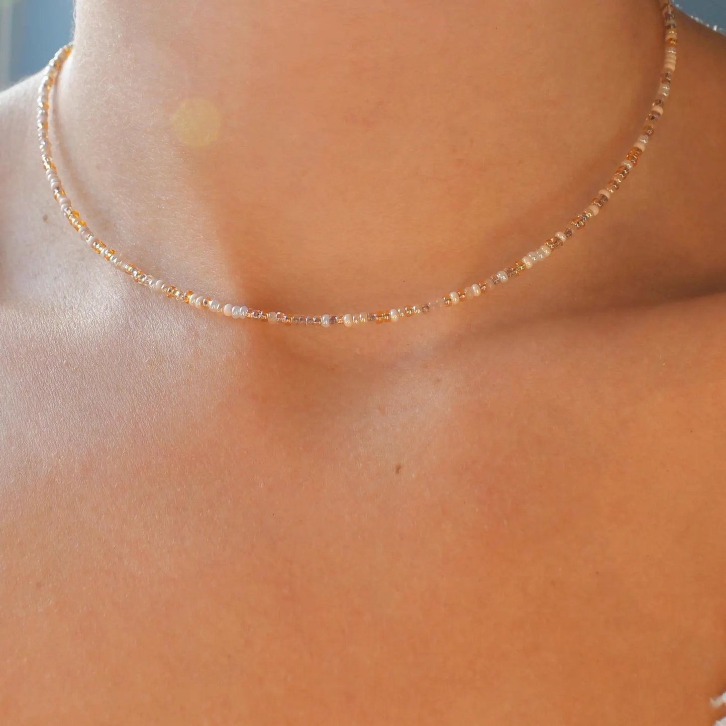 Sand Dollar Tiny Seed Bead Necklace