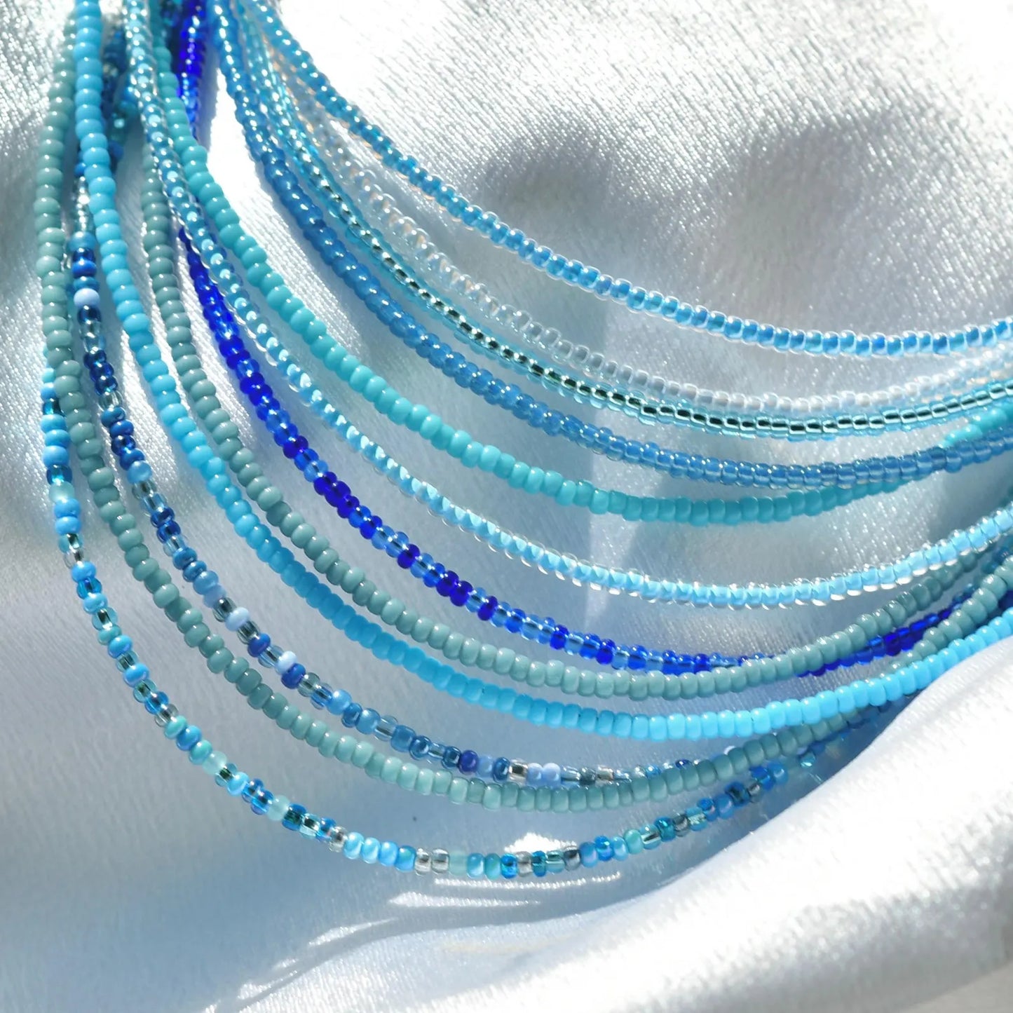 Ocean Waters Tiny Seed Bead Necklace