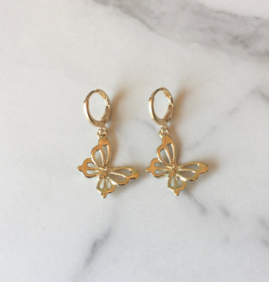 Gold Butterfly Dangle Earrings