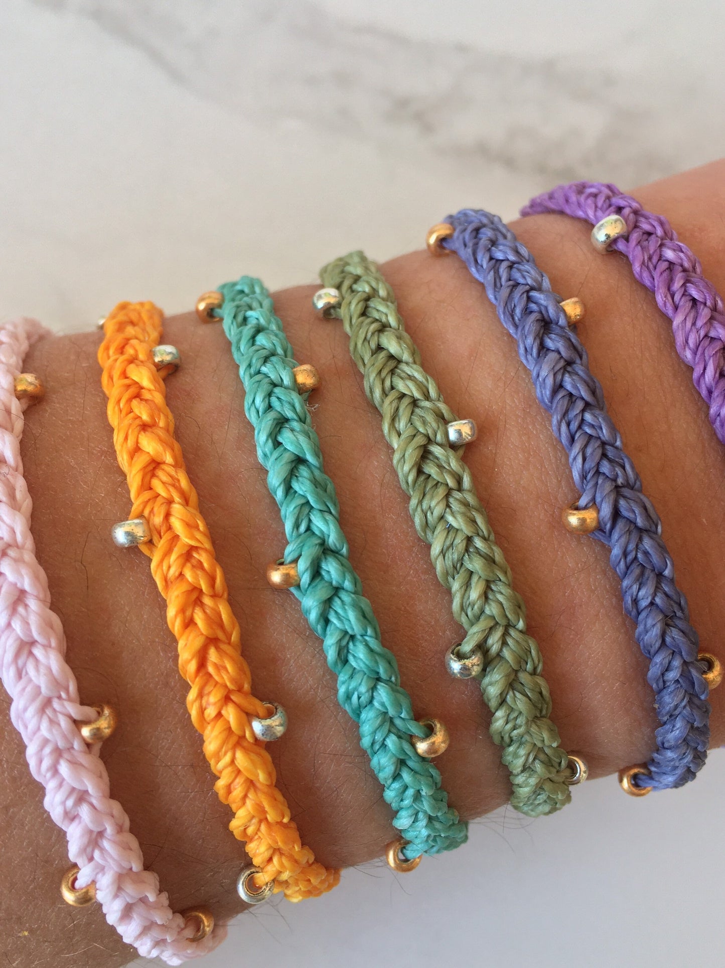 Braided Bead Accent String Bracelet/Anklet