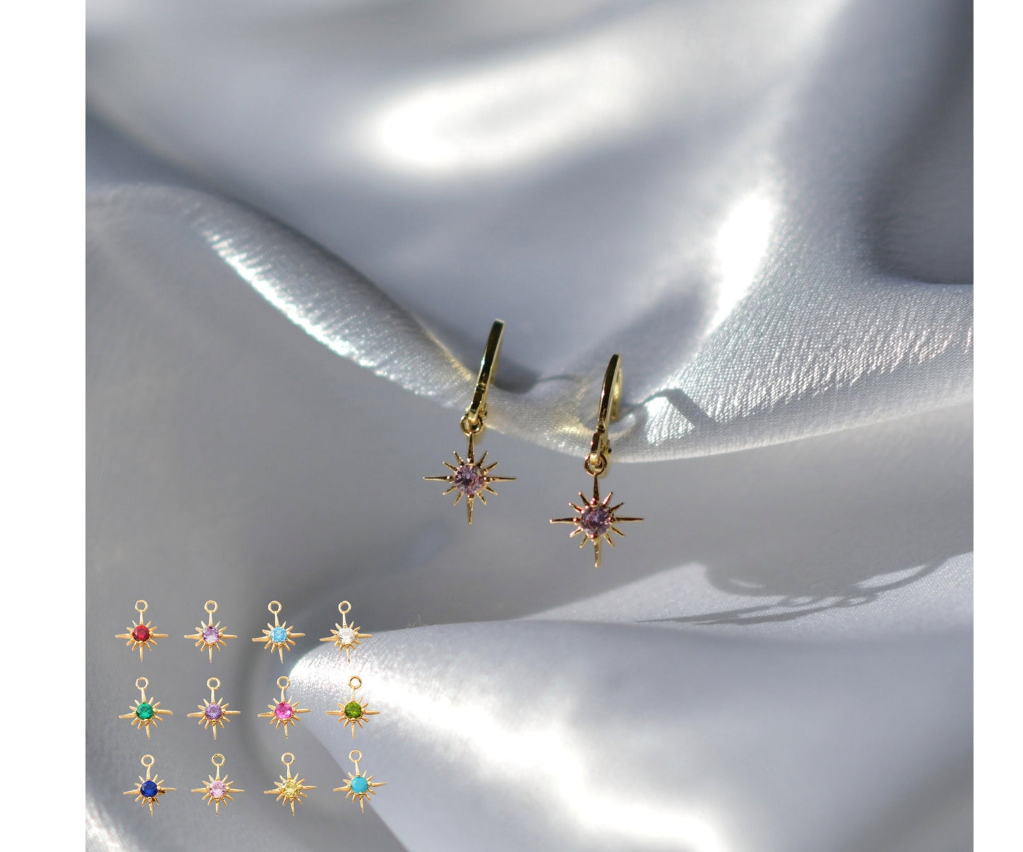 Birthstone Star Earrings