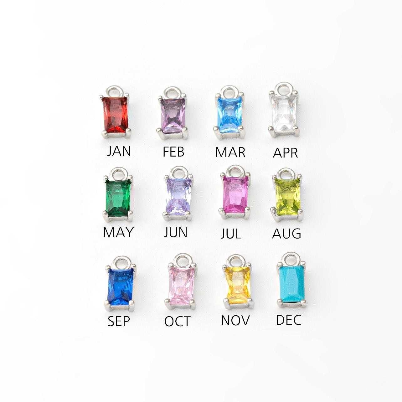 Rectangle Birthstone Earrings