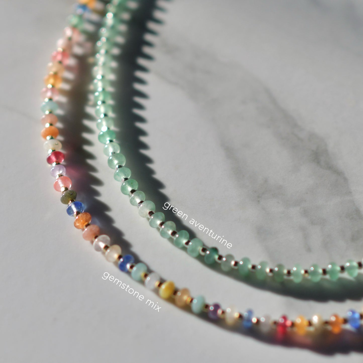 Rondelle Gemstone & Metal Beaded Necklace